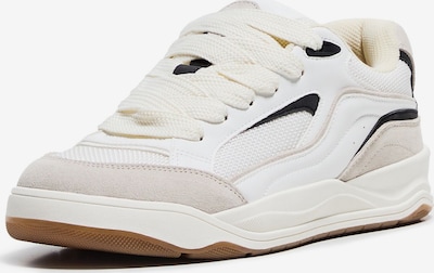 Bershka Matalavartiset tennarit värissä beige / musta / valkoinen, Tuotenäkymä