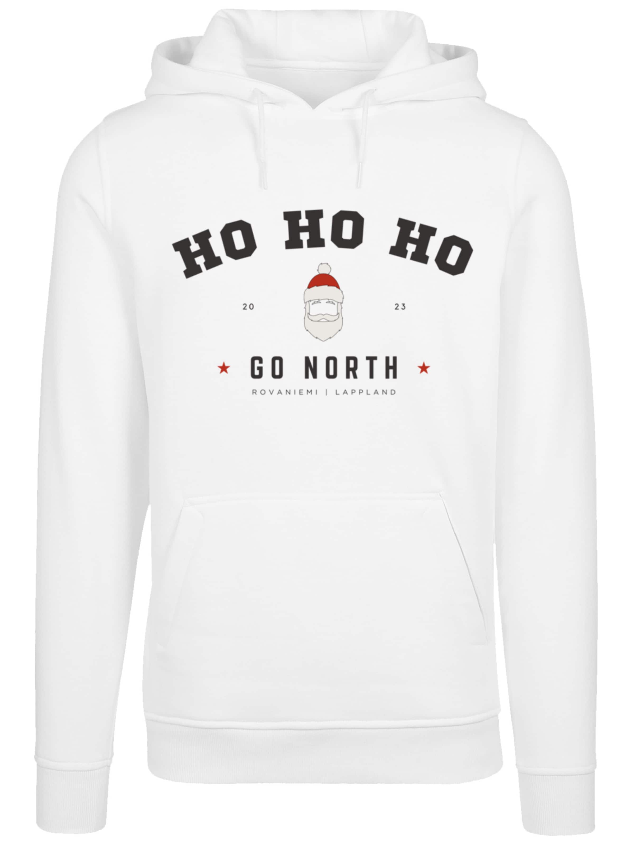 Sweat-shirt 'Ho Ho Ho Santa Weihnachten' F4NT4STIC en blanc : devant