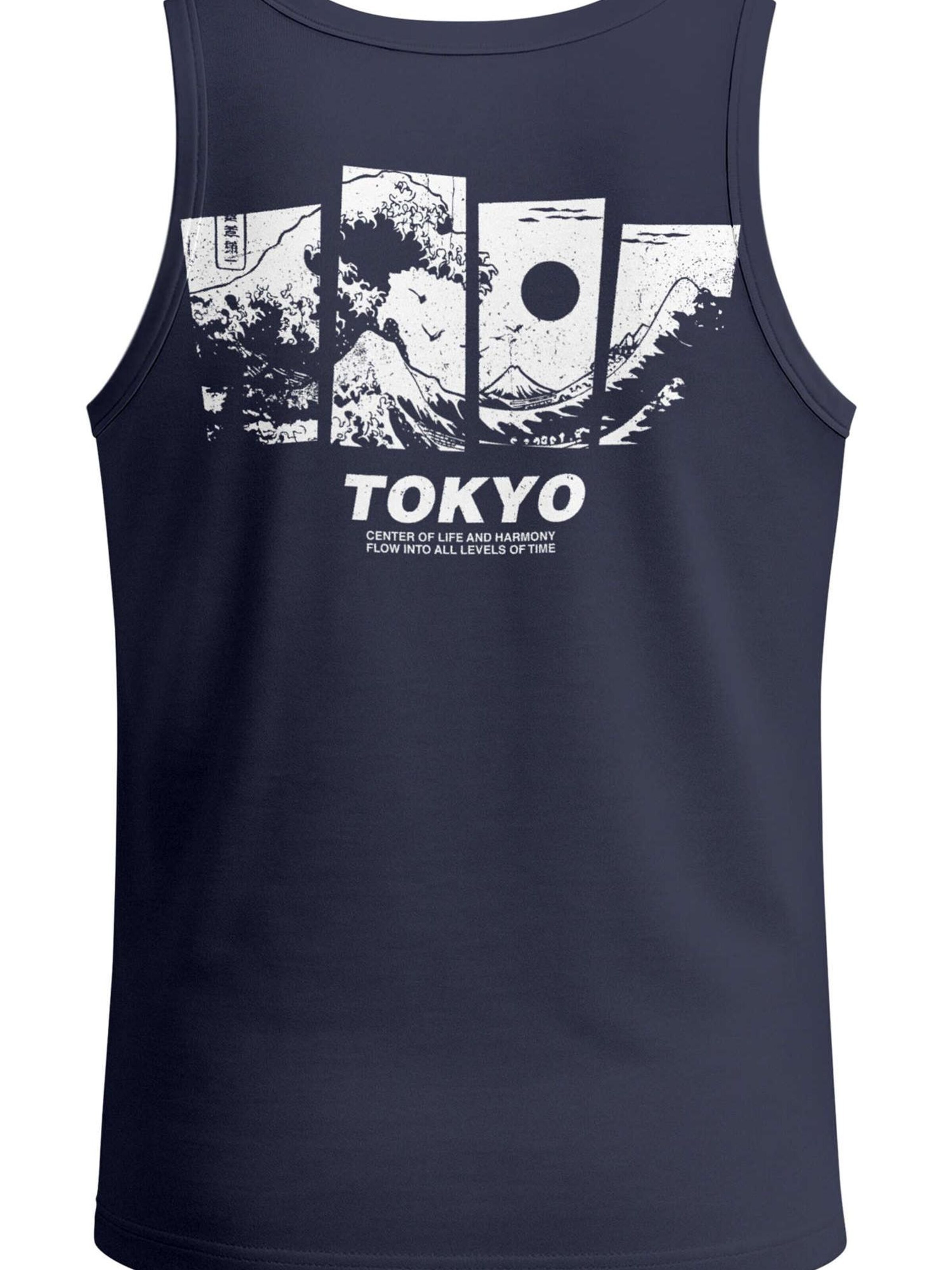 Neverless Shirt 'Tokyo Wave'‌‌‌‌‌‌‌‌‌‌ in Blau: Vorderseite