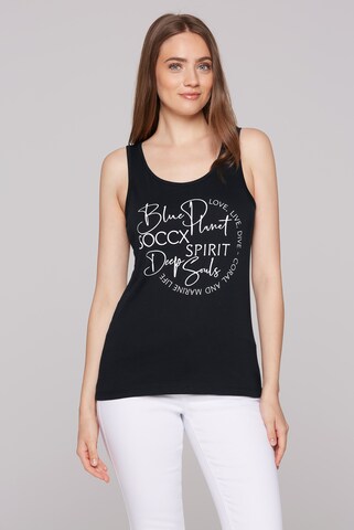 Soccx Top mit Label Print in Blau: Vorderseite
