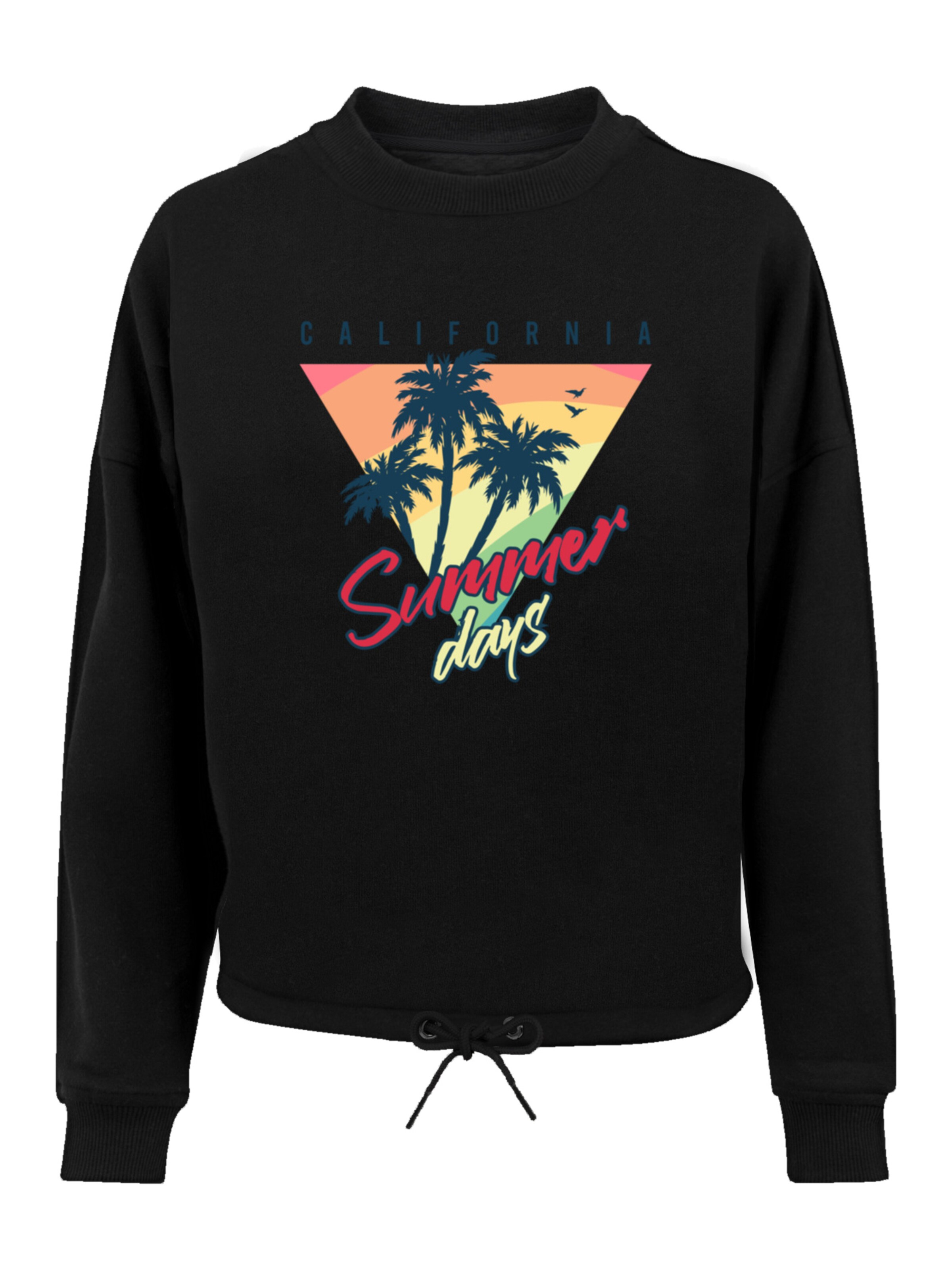F4NT4STIC Sweatshirt 'California Palmen Retro' in Schwarz: Vorderseite