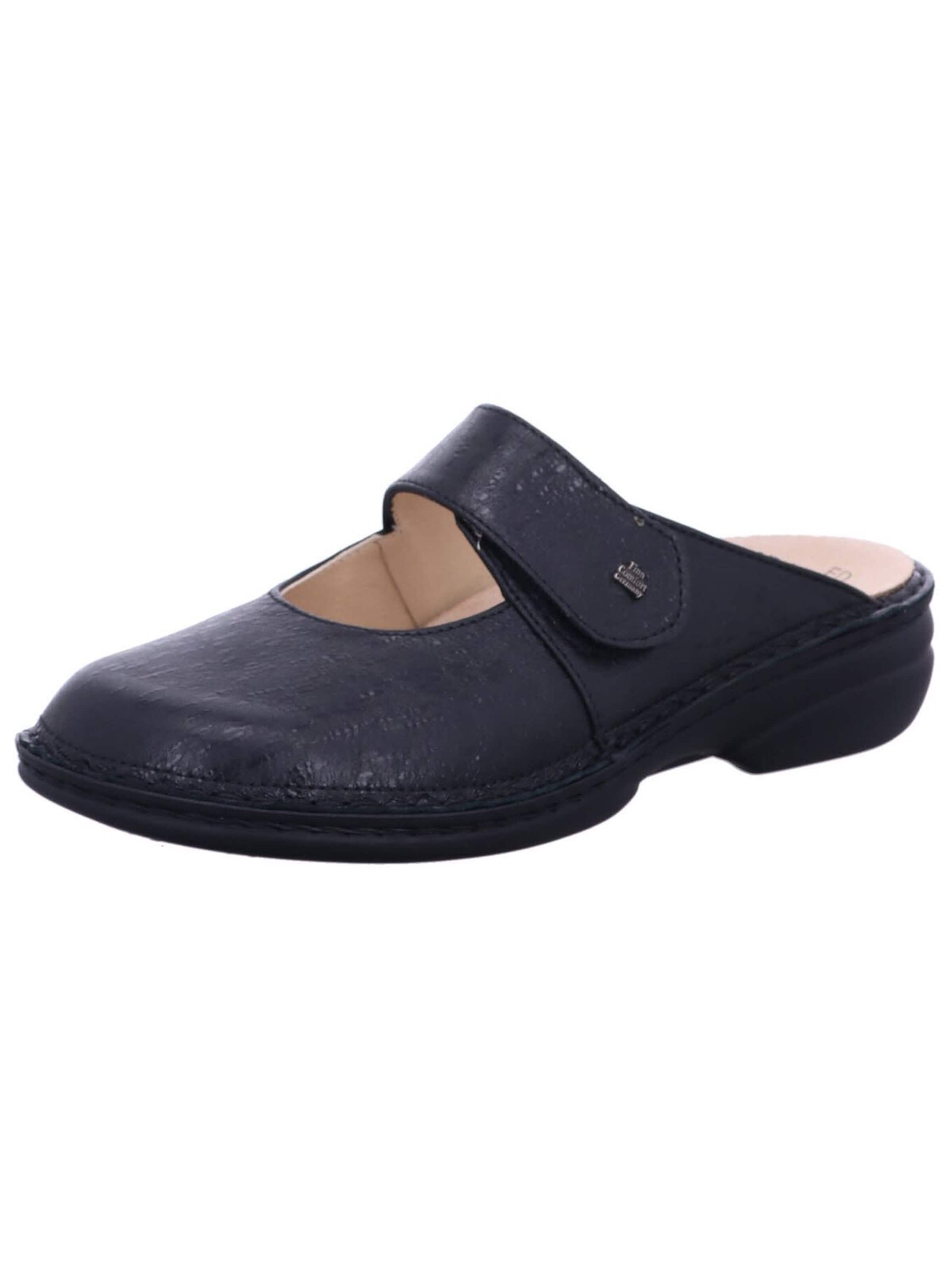 Finn Comfort Muiltjes 'Pantolette Damen 02552 812393 Echtleder in schwarz' in Zwart: voorkant