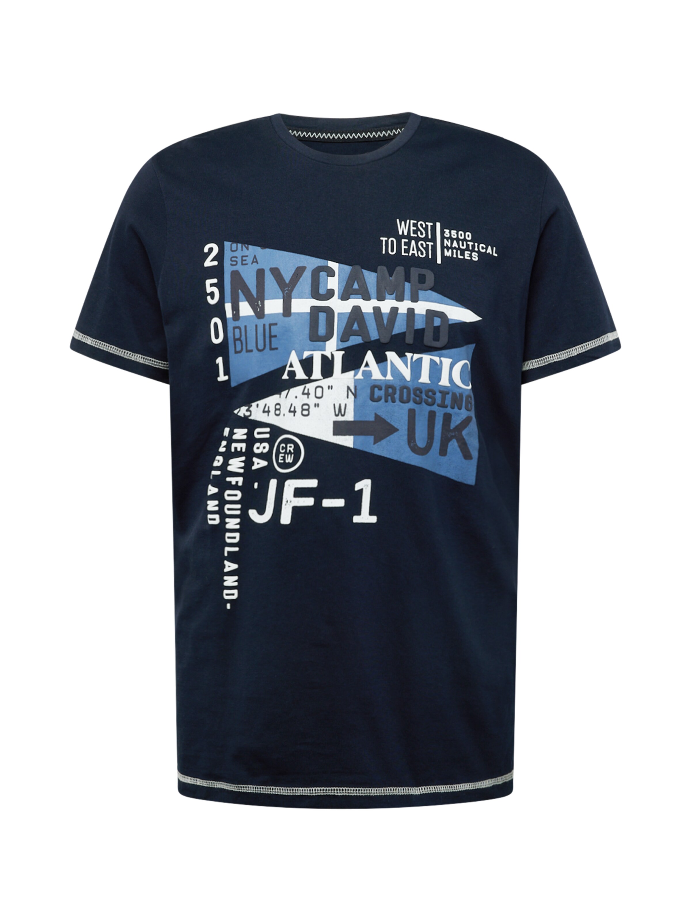 Tricou 'Atlantic Crossing' de la CAMP DAVID pe albastru: față
