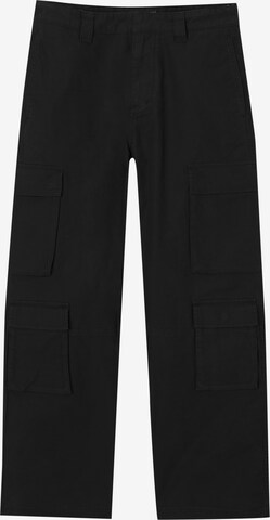 Pull&Bearregular Cargo hlače - crna boja: prednji dio