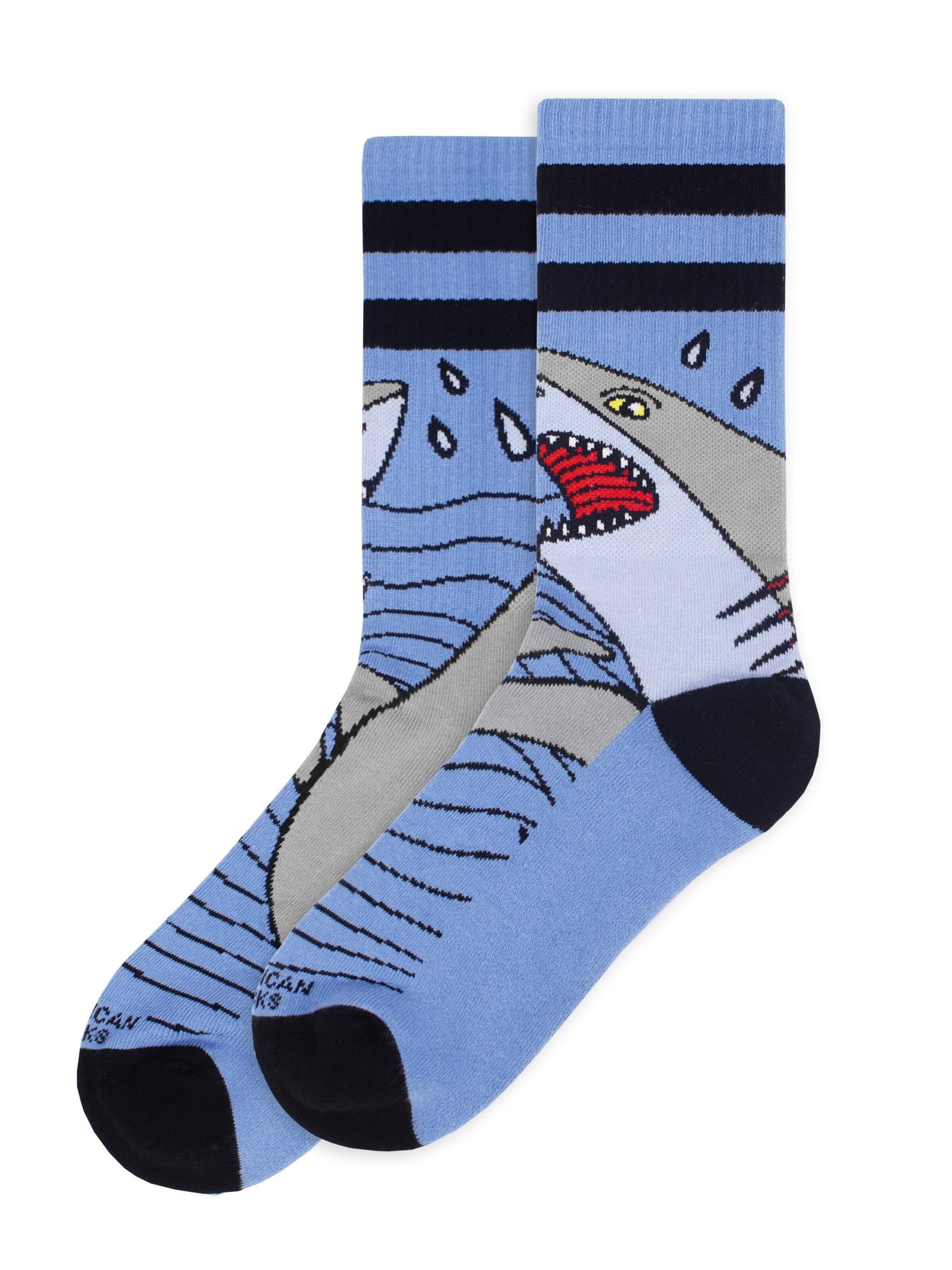 American Socks Socks 'Shark Strike - Mid High' in Blue: front
