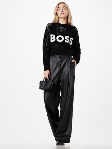 BOSS Black Wide Leg Hose 'Tokasa' in Schwarz