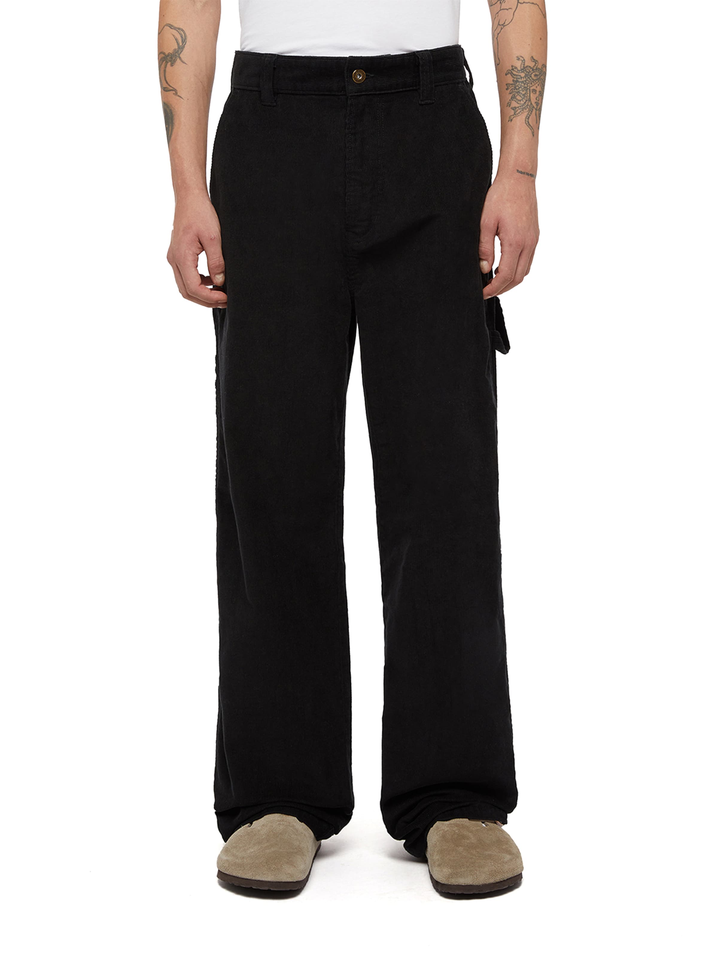 DICKIES Regular Cargo trousers 'CORDUROY CARPENTER' in Black: front