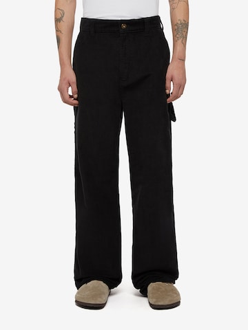 juoda DICKIES Standartinis Laisvo stiliaus kelnės 'CORDUROY CARPENTER': priekis