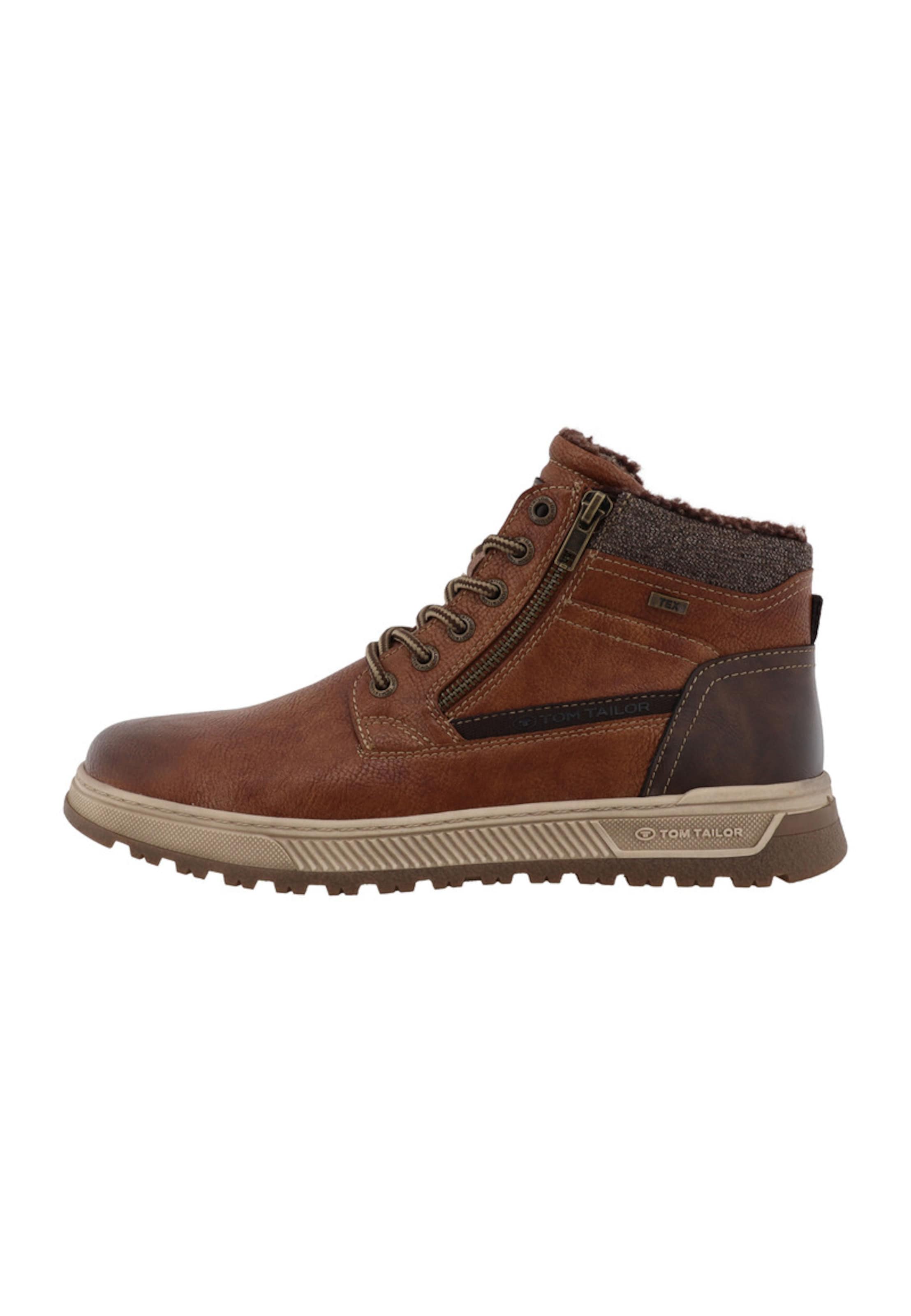 TOM TAILOR Lace-Up Boots in Brown: front