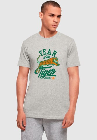 ABSOLUTE CULT Shirt  'Stranger Things - Hawkins Year of The Tiger 86' in Grau: Vorderseite