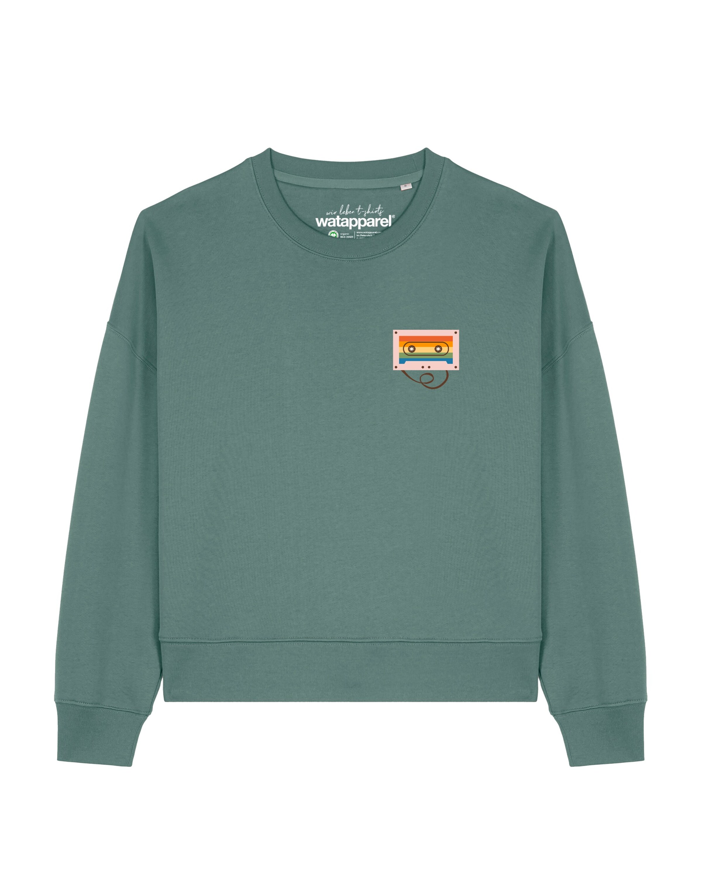 Watapparel Sweatshirt ' Rainbow Cassette ' in Grün: Vorderseite