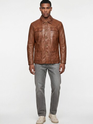 MILESTONE Lederjacke 'MSArturo' mit Ziernähten in Braun: Vorderseite