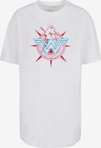 F4NT4STIC Oversized Shirt 'DC Comics Wonder Woman Warrior Shield' in White: front