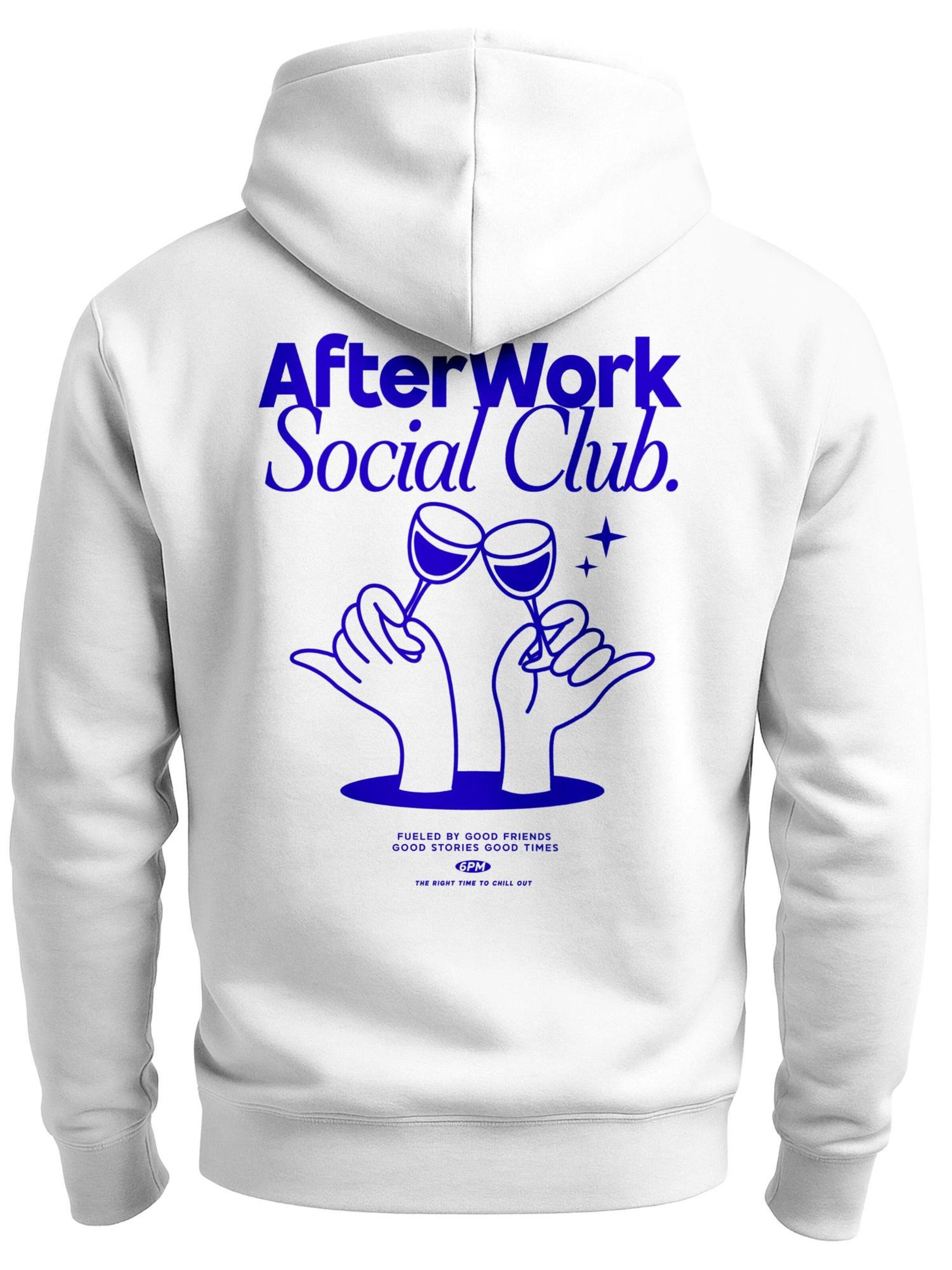 Neverless Zip-Up Hoodie 'After Work Social Club' in White