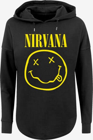 Sweat-shirt 'Nirvana Rock Band Yellow Happy Face' F4NT4STIC en noir : devant