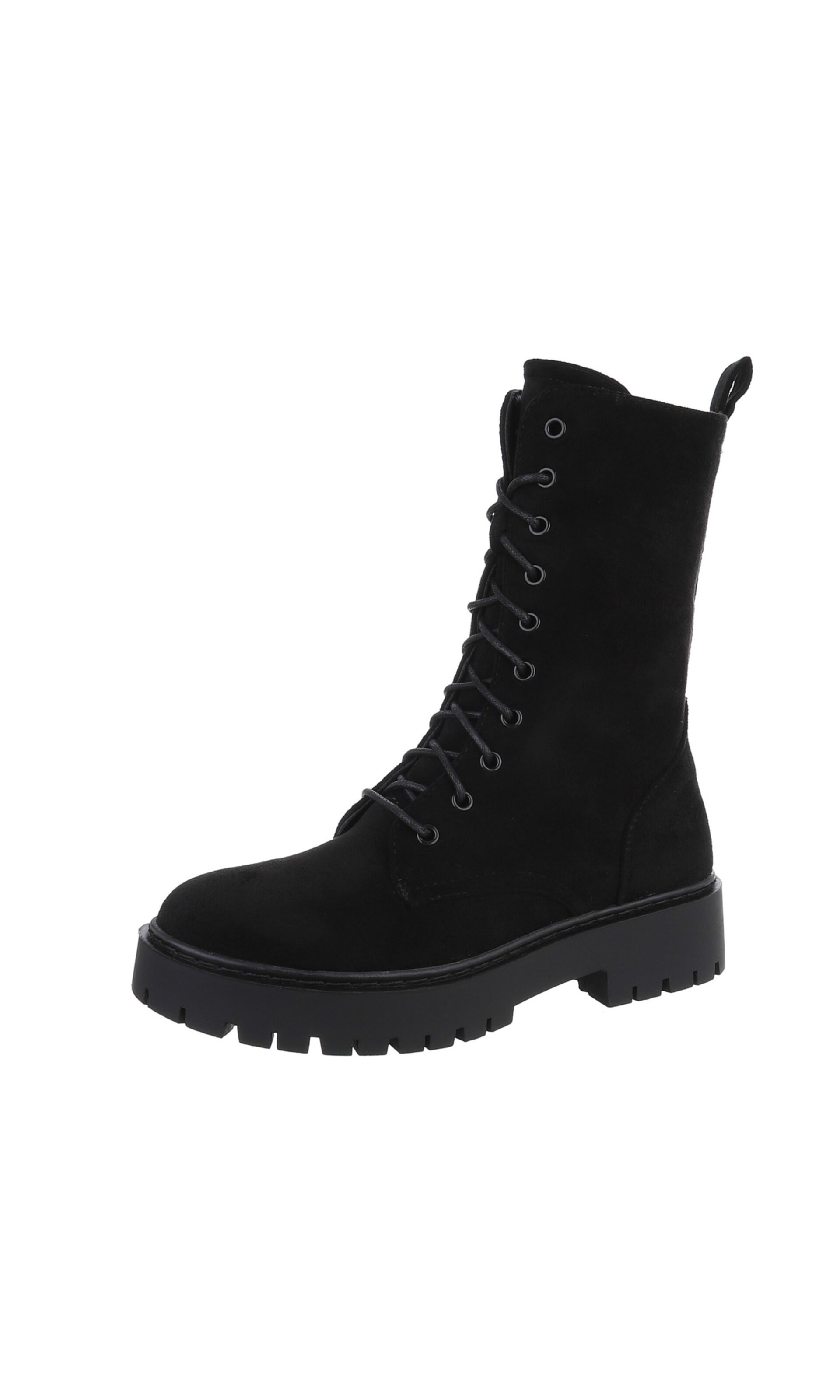 Ital-Design Schnürstiefelette in Schwarz: Vorderseite