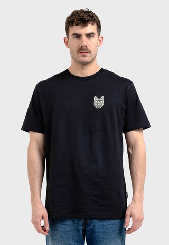 Oldskull T-Shirt 'ASIAN REBEL CAT KANJI GRAPHIC' in Schwarz: Vorderseite