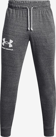 UNDER ARMOUR Tapered Workout Pants 'Rival' in Grey: front