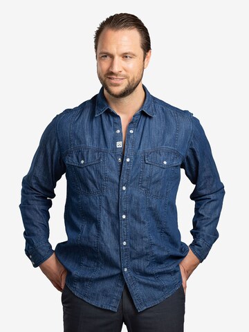 Coupe regular Chemise ' Dynasty Denim ' Checker en bleu : devant