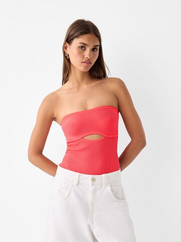 Bershka Shirt body in Rood: voorkant