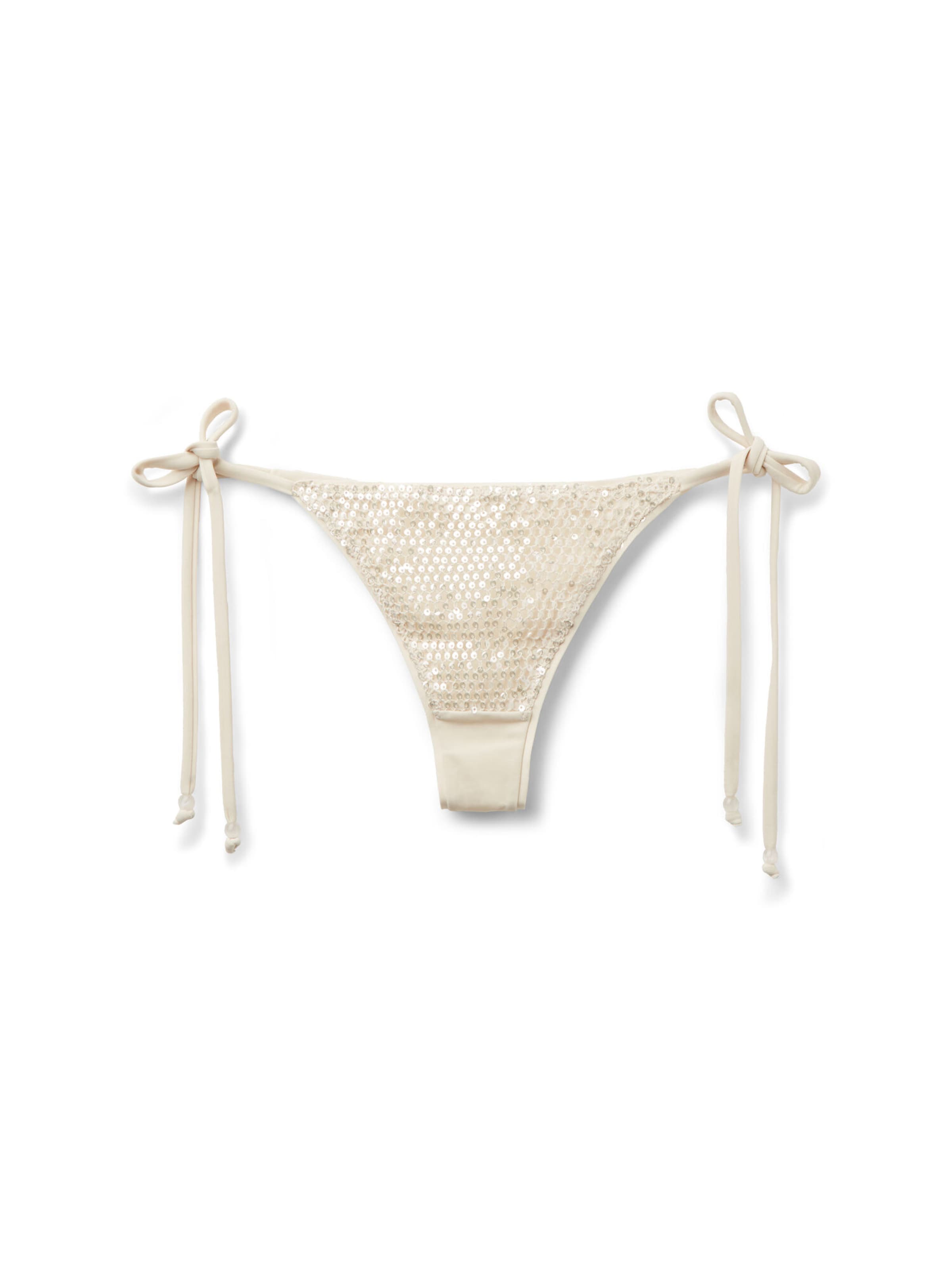 CALZEDONIA Bikini Bottoms 'Sequin Net' in White: front
