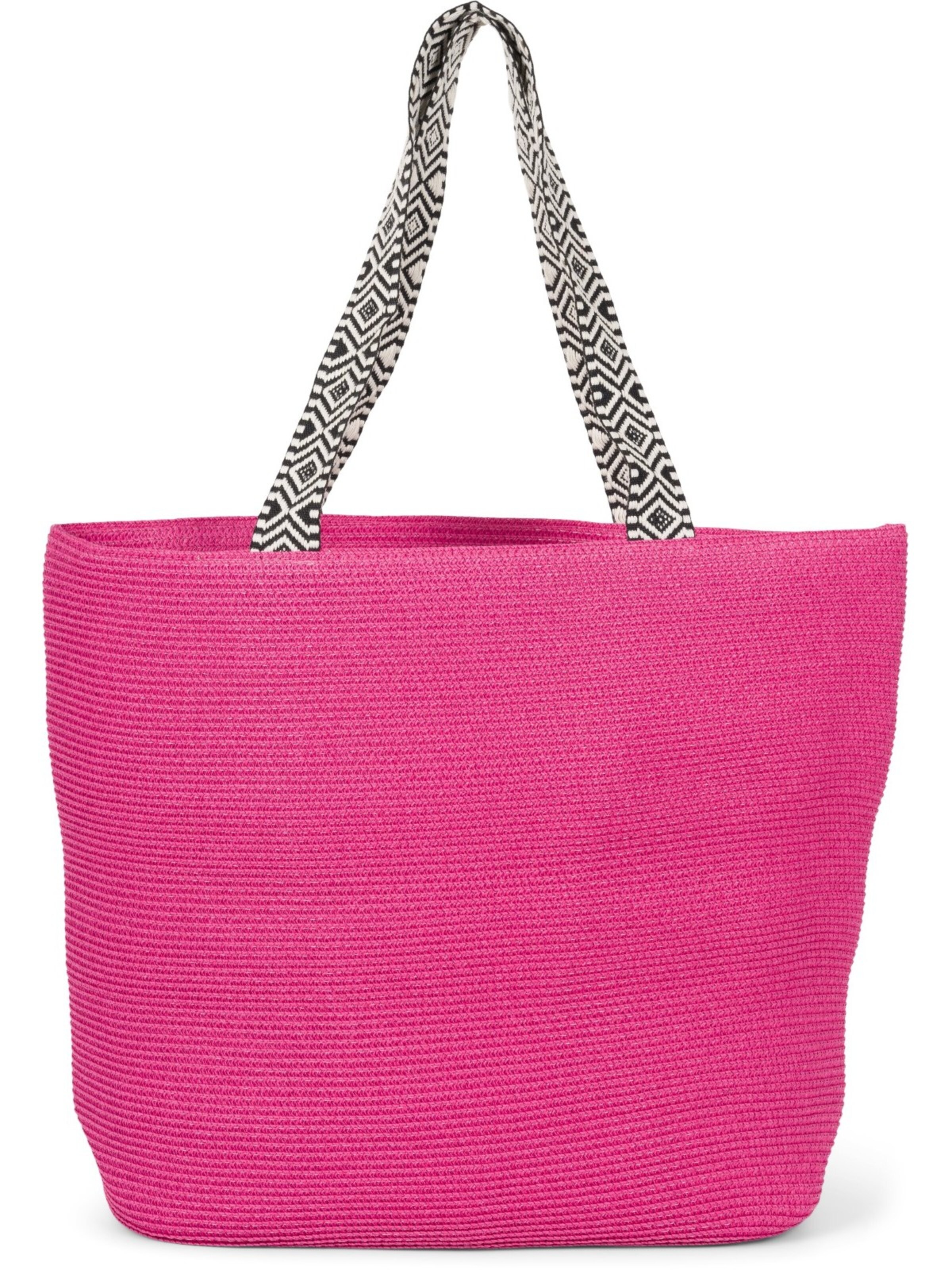 styleBREAKER Beach bag 'Papierstroh Strandtasche Azteken Muster' in Pink