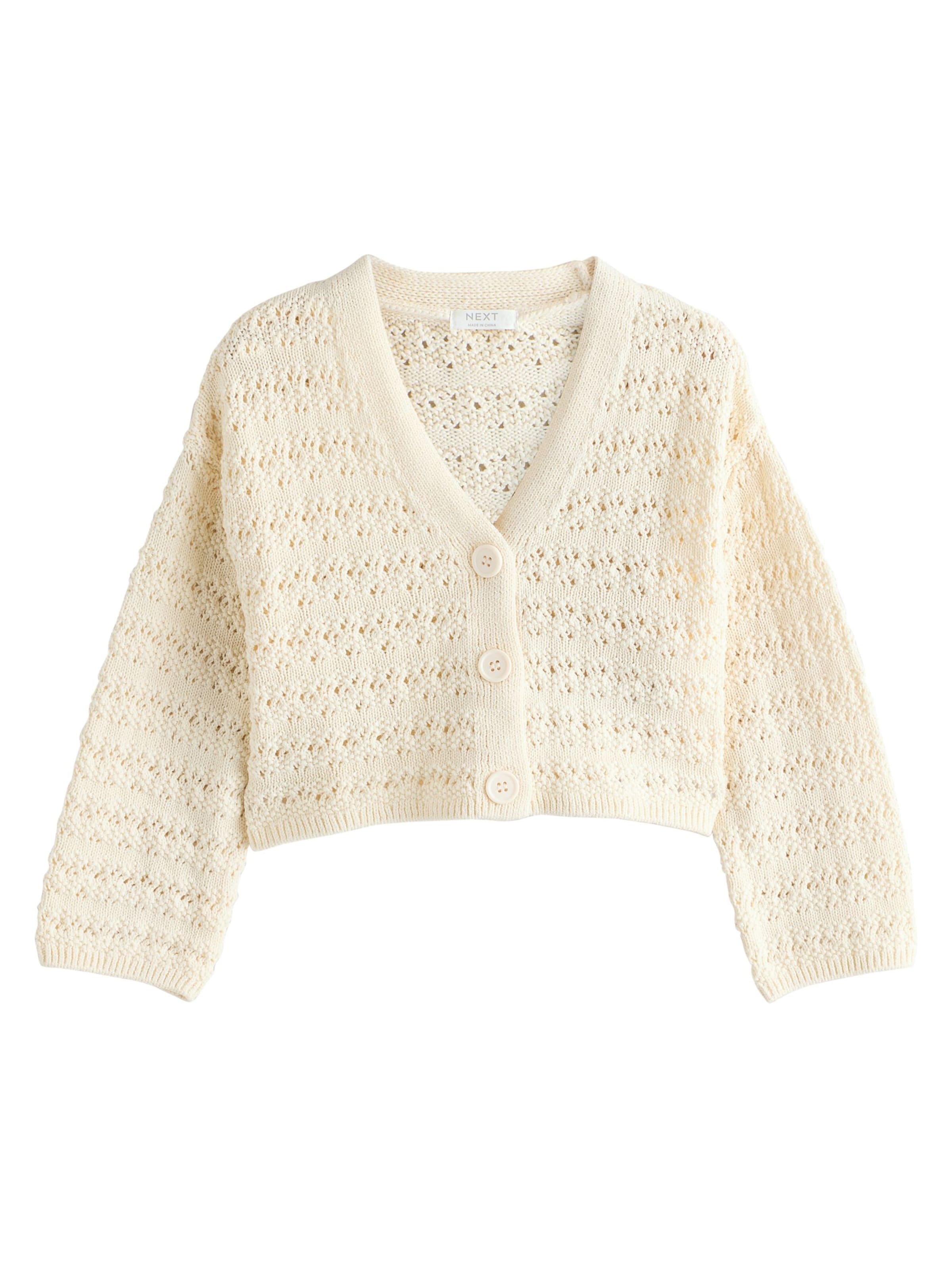 Geacă tricotată de la Next pe bej: față