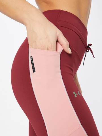 UNDER ARMOUR Skinny Workout Pants 'Rush' in Red