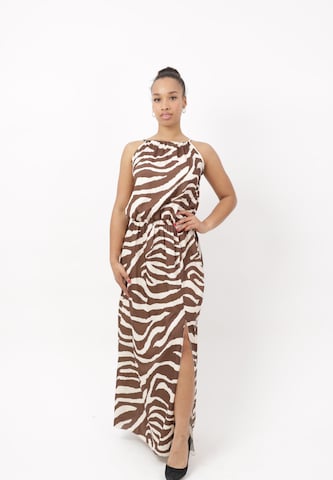 Elara Dress in Brown: front