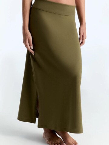 Leela COTTON Skirt 'Damen Bio-Baumwoll-Maxirock mit Schlitzen' in Green