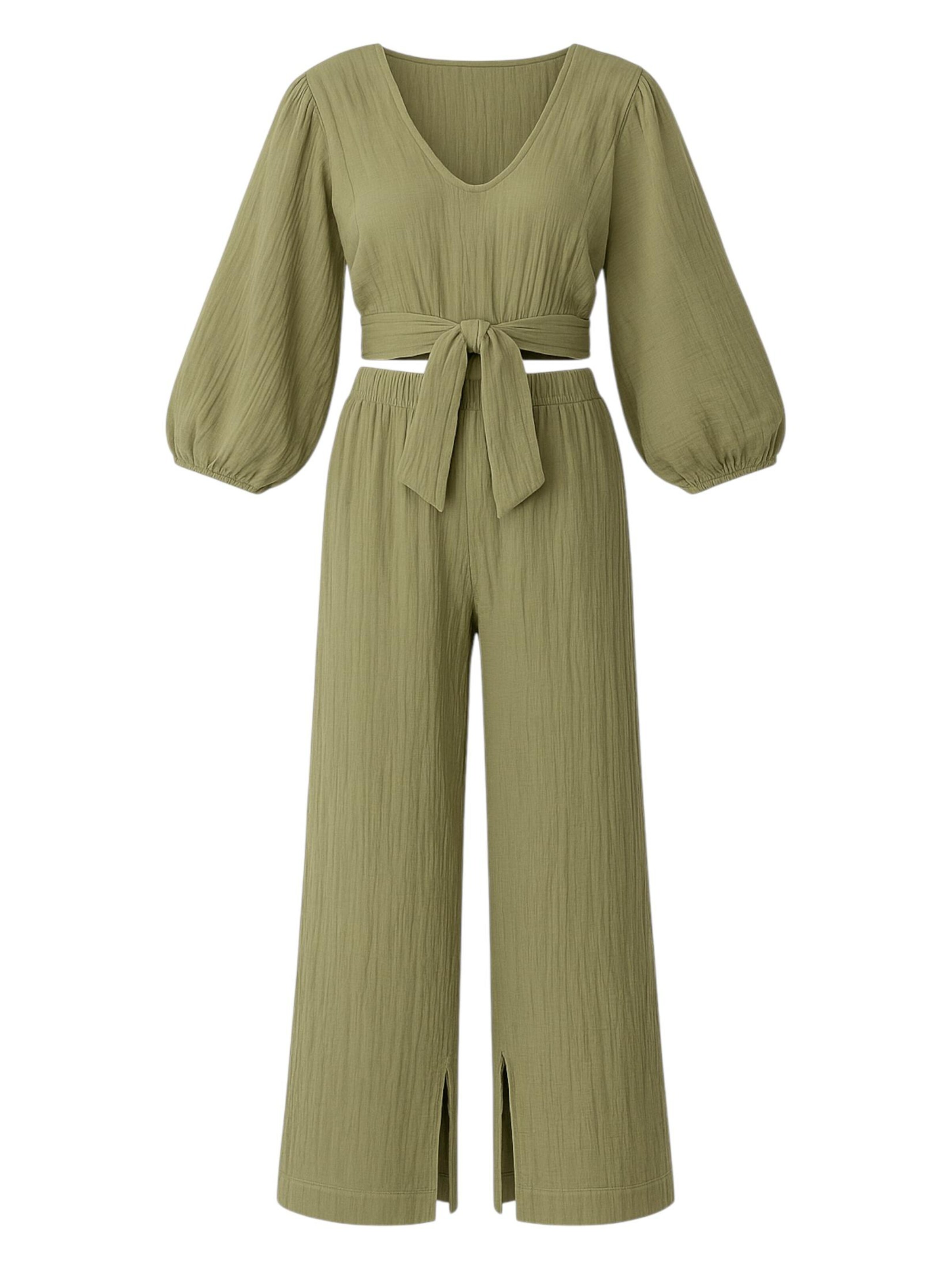 WENOR Loungewear 'FLOWSET' in Green: front