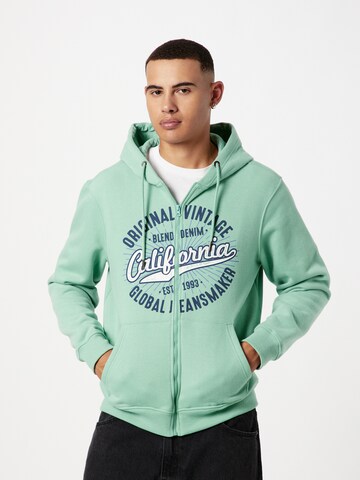 BLEND - Sudadera con cremallera en verde: frente