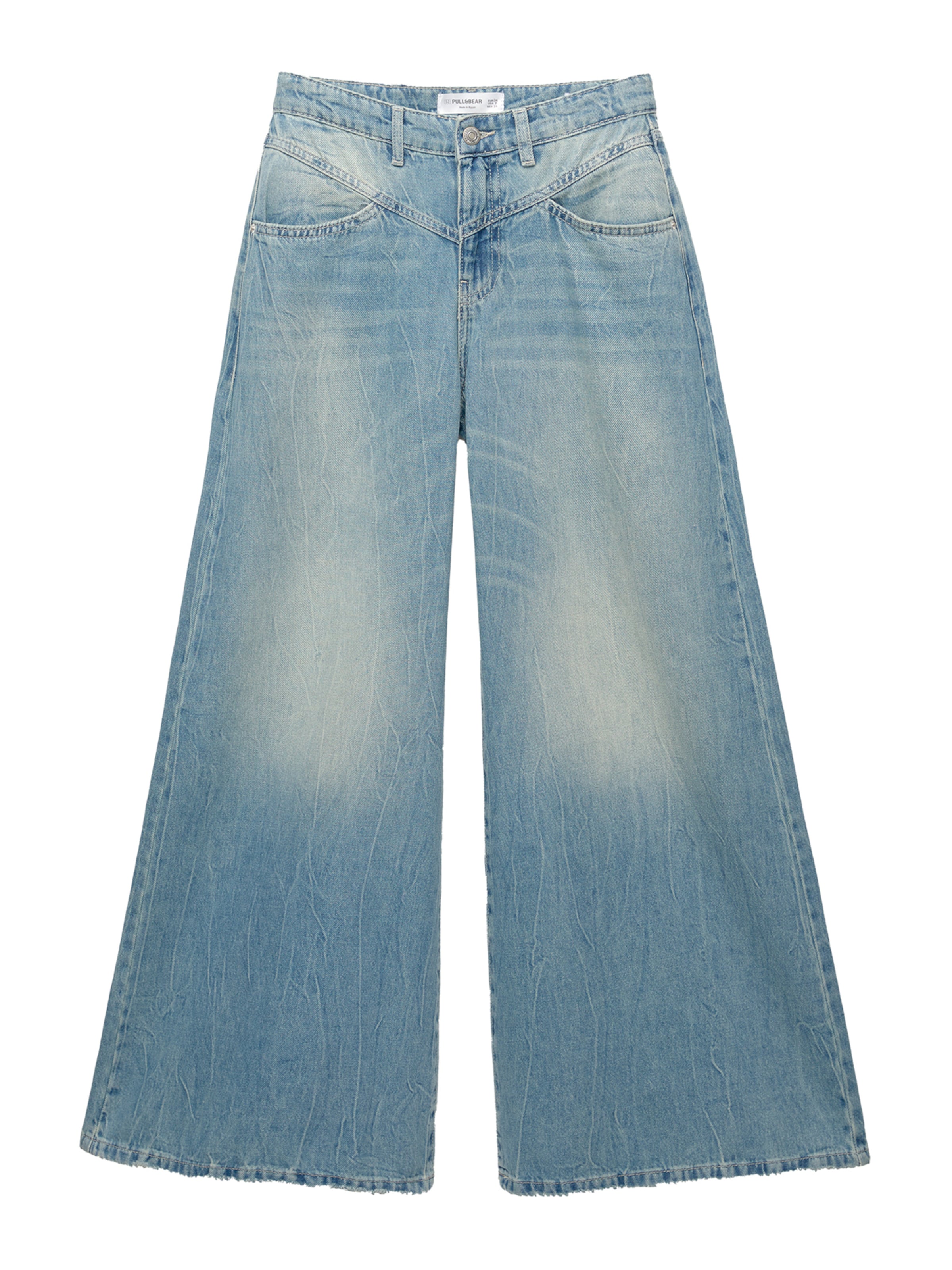 Pull&Bear Široke hlačnice Kavbojke | modra barva: sprednja stran