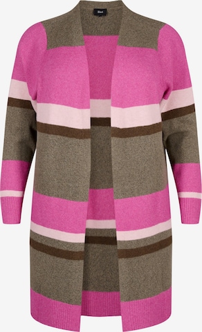 Zizzi Вязаная кофта 'CASUNNY' в Ярко-розовый: спереди