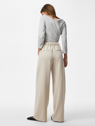 PIECES Wide leg Pants 'PCKamil' in Grey