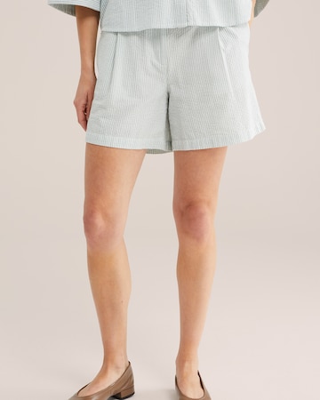 WE Fashion Široke hlačnice Hlače z naborki | modra barva: sprednja stran