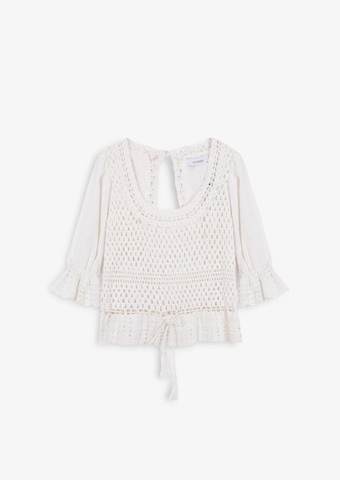 Scalpers Блуза 'Crochet' в бяло: отпред