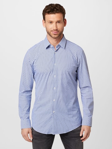 Coupe regular Chemise 'HANK' BOSS Black en bleu : devant