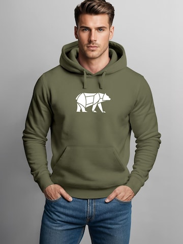 Neverless Sweatshirt 'Bär Lineart Polygon' in Grün