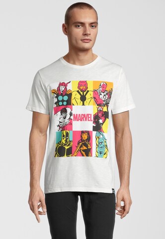 Recovered T-Shirt 'Marvel Characters Pop Art' in Weiß: Vorderseite