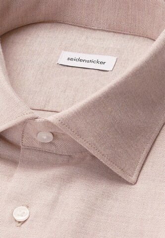 SEIDENSTICKER Slim fit Business shirt 'SMART FLANNELS' in Beige