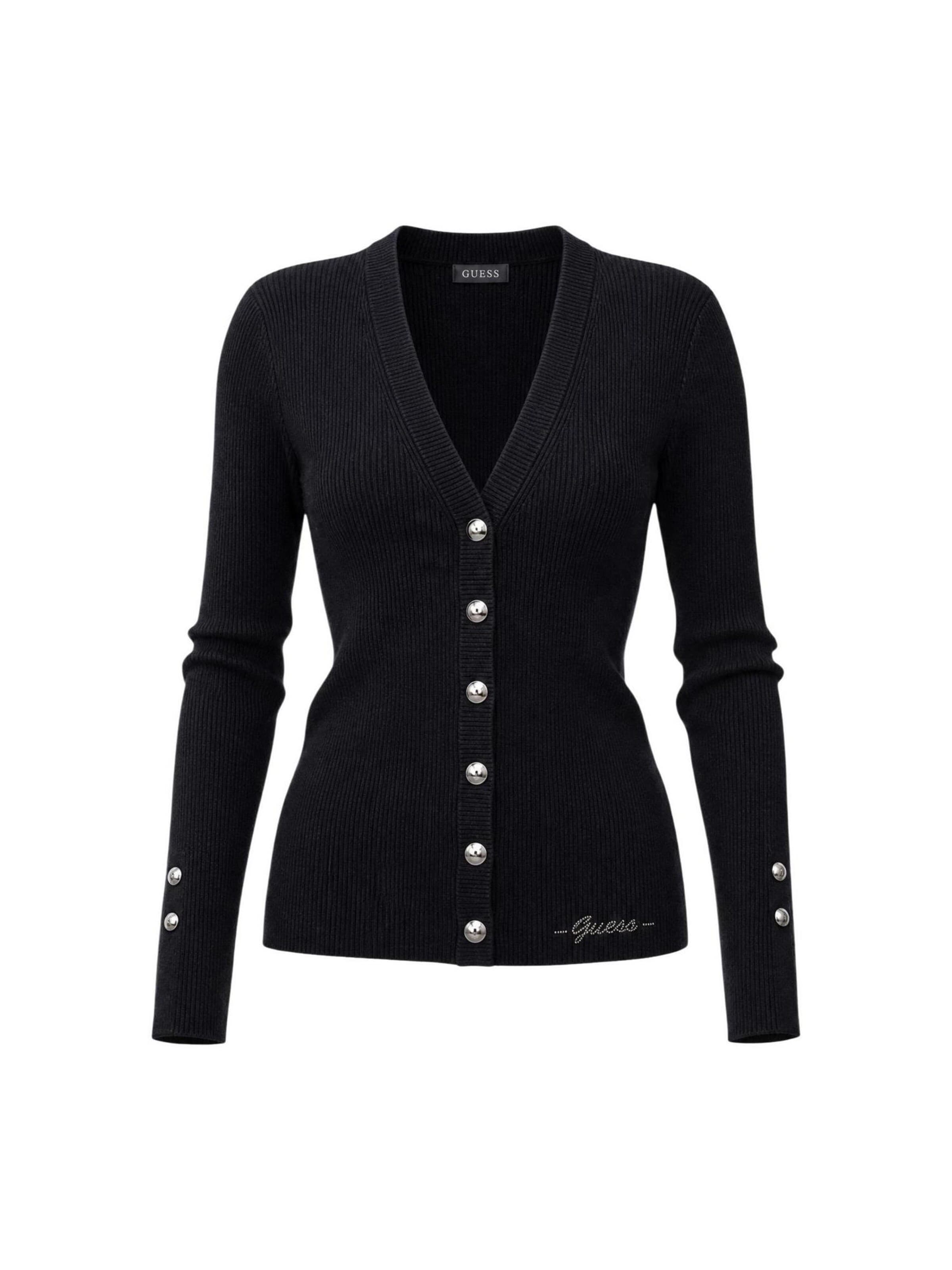 GUESS Knit cardigan 'ELLIE' in Black: front