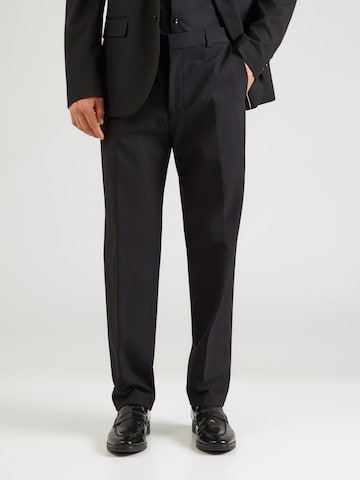 juoda HUGO Standartinis Kelnės su kantu 'Teagan251F3X': priekis