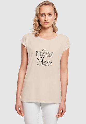 T-shirt 'Beach Please' Merchcode en beige : devant