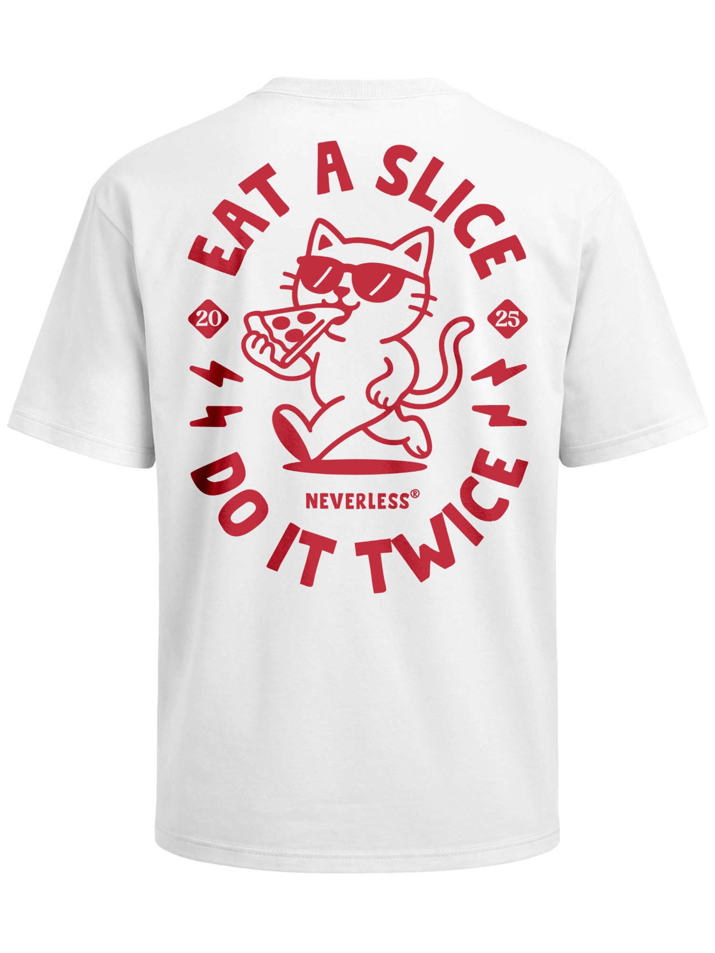 Neverless Shirt 'Eat a Slice'‌‌‌‌‌‌‌‌‌‌ in Weiß: Vorderseite