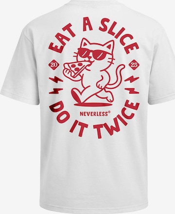Neverless Shirt 'Eat a Slice' in Weiß: Vorderseite