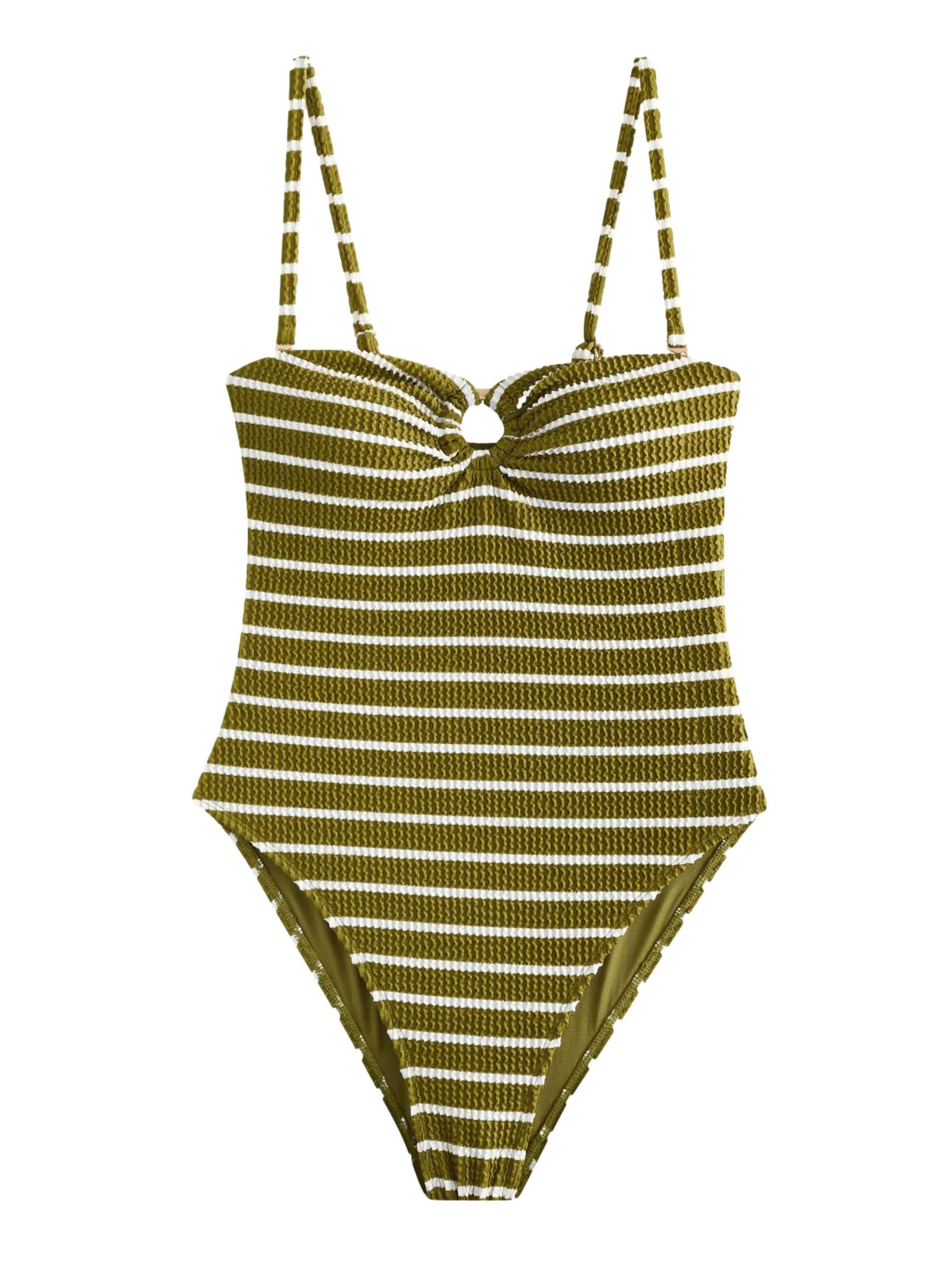 Next Bustier Badeanzug in Grün: Vorderseite