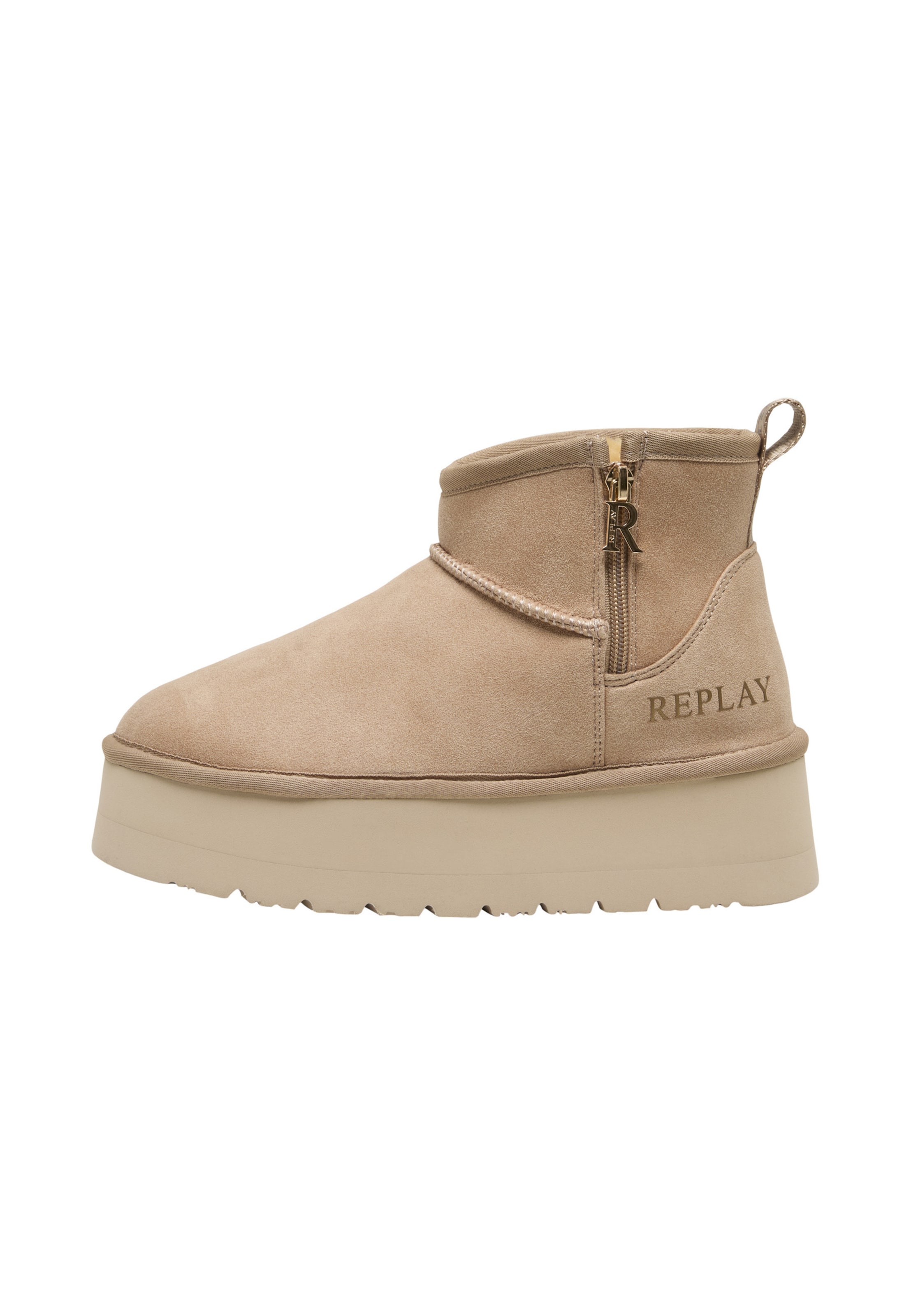 REPLAY Boots 'Zip' in Beige: voorkant