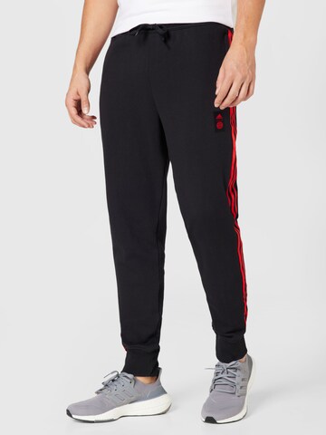 Tapered Pantaloni sport 'FC Bayern' de la ADIDAS SPORTSWEAR pe negru: față