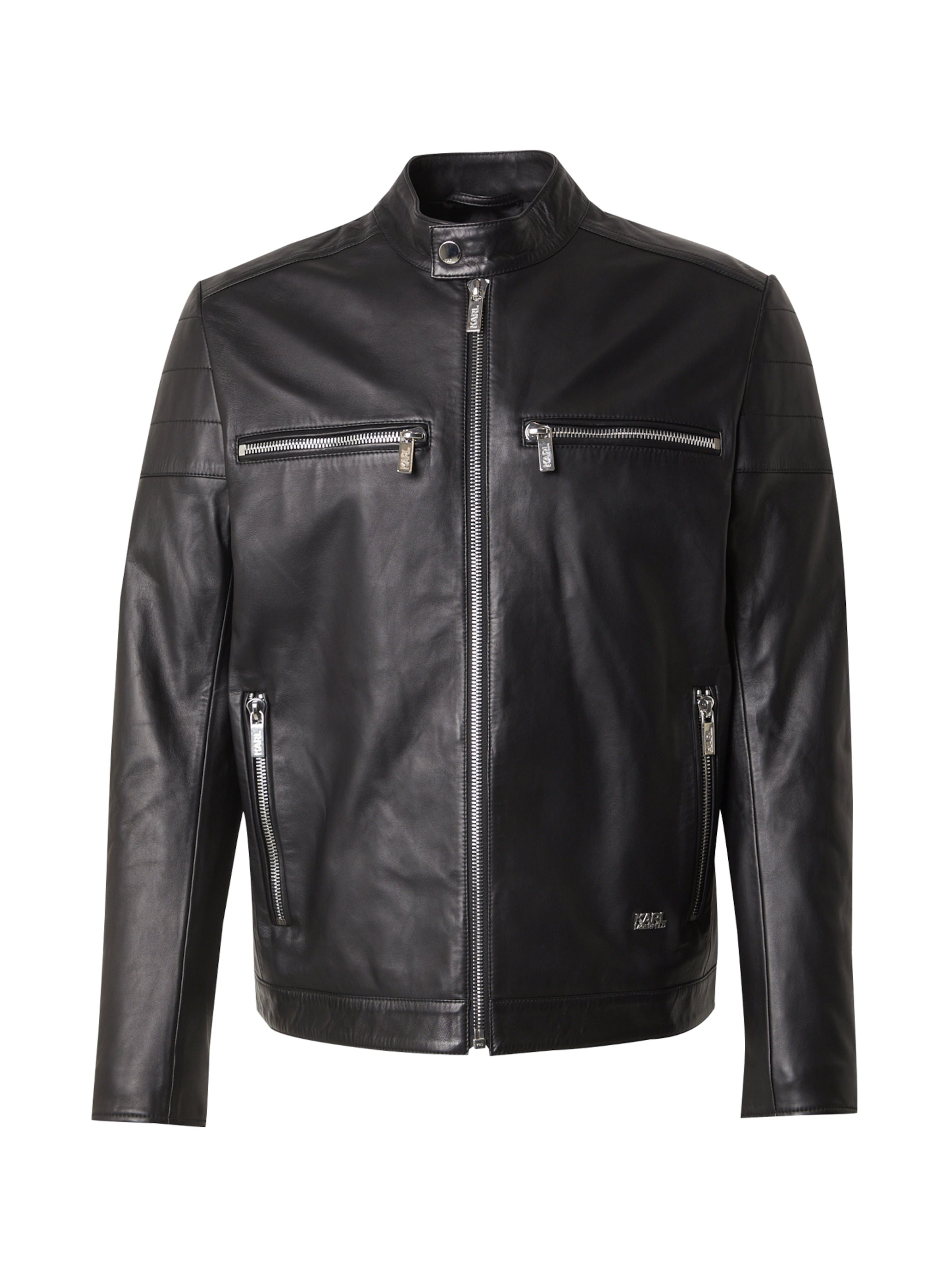 Karl Lagerfeld Φθινοπωρινό και ανοιξιάτικο μπουφάν σε μαύρο: μπροστά